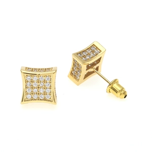 Boucles d'oreilles carrées dorées style Hip-Hop pour hommes avec zircons micro-paves