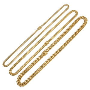 Detailed comparison of three different widths of gold Cuban link chains for men
