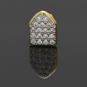 Hip-hop stijl gouden enkele tand grillz met micro-geplaveide witte zirkonia steentjes