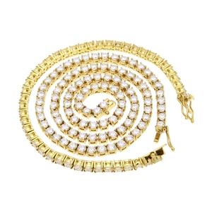 Macro detail of high-quality golden 4mm tennis chain with secure box clasp for men