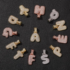 Pendentifs hip hop 26 lettres en or argent rose doré sertis de pierres zircones