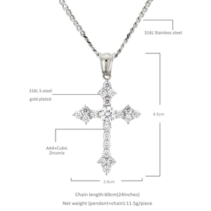 Collana con Pendente a Croce in Acciaio Inossidabile Hip Hop AAA Zirconia Cubica Incrostata Gioielli Per Uomo Regalo