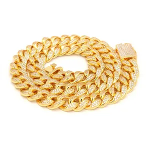 Hiphop Copper Cuban Link Necklace For Men Women Iced Out Zirconia Inlaid Chunky Chain Personalized Streetwear Jewelry Accessory