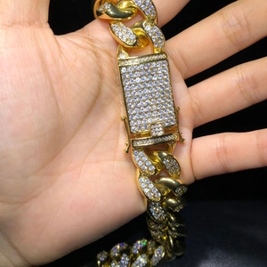 20mm gold iced out Cuban link chain necklace for men with micro-paved zircons