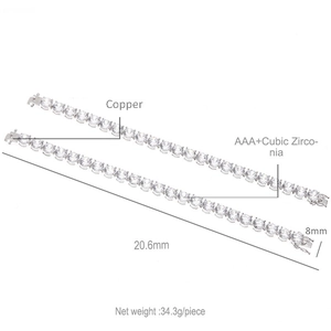 Bracciale tennis da 8mm in rame argentato con zirconi cubici AAA in layout parallelo