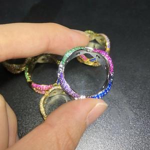 Hip hop coffee bean pig nose ring with micro-paved colorful zircon stones