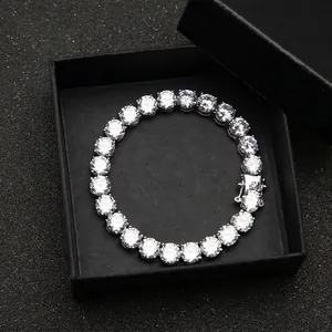 Lussuoso Bracciale Tennis Hip Hop in Rame con Zirconia Cubica Catena Iced Out per Uomo Donna Gioielli Street Style