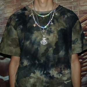 Drielaagse hiphop halsketting met anker hanger en kleine kruis hangers set