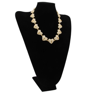 Hip hop iced out broken heart chain necklace with sparkling crystals in gold finish