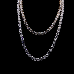 Collier tennis double épaisseur de 8mm avec zircons cubiques et finition argentée