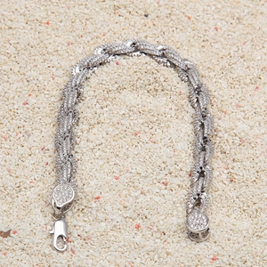 Iced out hip hop gedraaide touwketting armband met sprankelende zirkoon voor heren