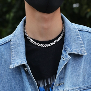 9mm versilberte Iced Out Cuban Link Halskette mit funkelnden Zirkonia Steinen besetzt