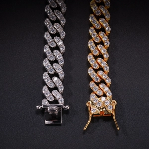 9mm Cuban-Gliederkette mit gold- und silberfarbenen Zirkonia-Steinen im Hip-Hop-Stil