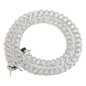 Silberne kubanische Halskette mit 9mm Zirkonia Steinen und sicherem Kastenverschluss