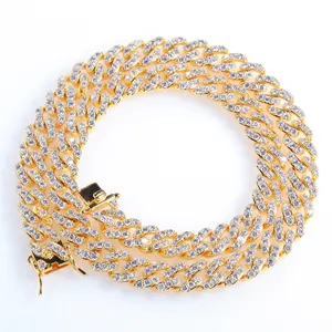 Hip Hop Kupfer Iced Out Panzerkette Halskette Armband Für Damen Herren Zirkonia Eingelegt Gold Silber Schmuck Party Accessoires