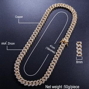 9mm Hip Hop Panzerkette in Gold aus Messing mit AAA+ Zirkonia für Damen und Herren