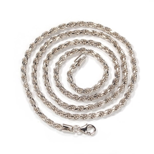 Chaîne corde classique en argent sterling 925 avec maillons torsadés et fermoir mousqueton