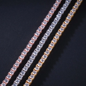 Luxury 925 sterling silver 3mm tennis chains in silver, gold, and rose gold finishes