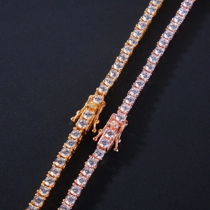 3mm 925 silver tennis chain with round cubic zirconia in gold and rose gold finish