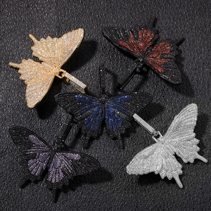 Hip hop vlinder hanger ketting collectie met zirkonia in vijf verschillende kleur opties