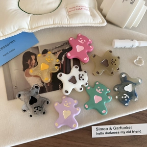 Barrettes Cheveux Ours Couleur Bonbon Et Élastiques Cheveux Pour Femmes Filles Motif Coeur En Résine Pinces Bec De Cane Cadeau