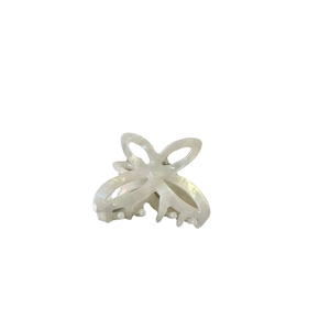 Elegant hollow butterfly hair claw in pearlescent white acetate for stylish women