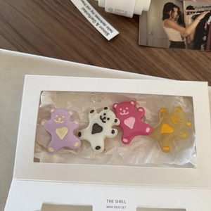Lot de barrettes ours mignons en résine violette et blanche avec motifs de cœurs