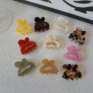 French Style Cute Acetate Rabbit Heart Mini Hair Claw Clips For Women Handmade Small Bangs Side Clips Sweet Fashion Hair Accessories