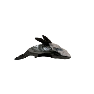 Pince à cheveux dauphin avec motif marbre noir et blanc en résine d'acétate durable