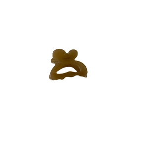 Translucent brown resin rabbit hair claw clip with Sun Shine engraved minimalist design