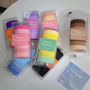 Colorful high elasticity hair tie set in transparent boxes for girls styling
