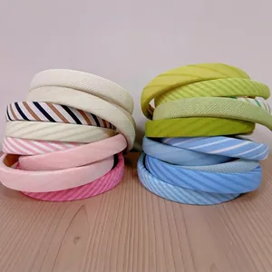 Women Padded Fabric Headband Elegant Striped Plaid Wide Non-slip Hair Band Fashion Headpiece For Daily Styling Hair Hoop