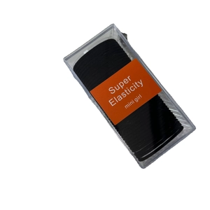 Black high-elasticity hair ties set in a transparent storage box with orange label