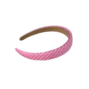 Elegant pink striped fabric headband with non-slip lining for hair accessories