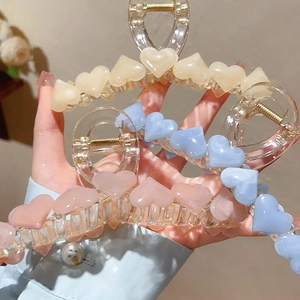 Grandi mollette per capelli con cuori colorati in acrilico per acconciature estive