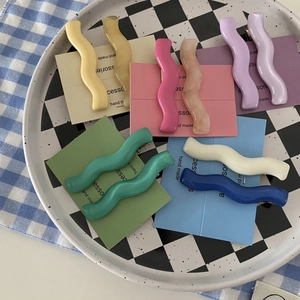Colorful wavy acrylic hair clip set with 10 vibrant candy colors for women and girls