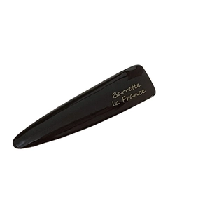 Set of two minimalist black acetate hair clips with golden Barrette La France text