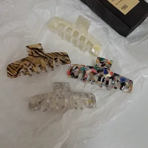 Large Acetate Hair Claw Clips French Style Leopard Marble Print Shark Hair Clips For Women Elegant Hair Accessories