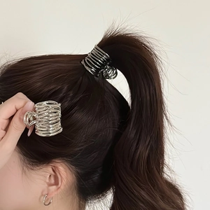 Pinza para el Cabello de Coleta Alta de Aleación Minimalista Espiral Hueca de Metal Pinza de Pelo Elegante para Mujer Accesorios Diarios