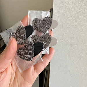 Elegant Rhinestone Heart Hair Clips Sparkling Side Bangs BB Duckbill Pins For Women Girls Hair Accessories