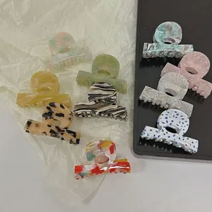 Korean Style Acetate Hair Claw Clip For Women Marble Leopard Pattern Handmade Medium Hair Catch Shark Clip Hair Accessories