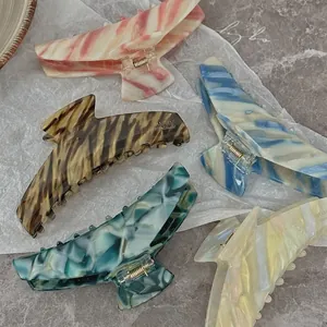 Pince à Cheveux Élégante en Acétate pour Femme Motif Marbre Fait à la Main Grande Pince Crabe Accessoires de Cheveux Mode