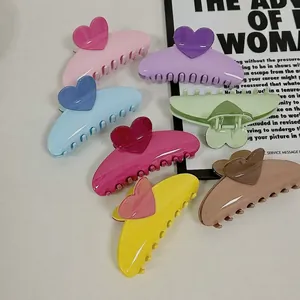 Summer Dopamine Creamy Color Heart Hair Claw Clip Large Resin Shark Clip For Women Back Head Hair Styling Accessories