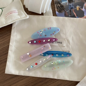 Y2K Dopamine Style Acrylic Star Heart Hair Clips For Girls Sweet Colorful Glitter Hairpin Duckbill Clip Hair Accessories