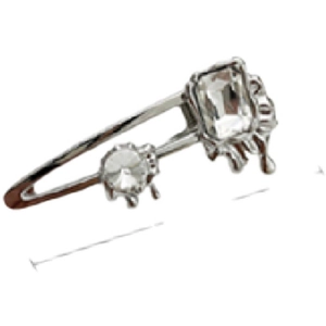 Fermaglio per capelli in metallo fuso con cristallo rettangolare design fluido