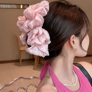 Große Mehrlagige Schleife Haarklammer Für Damen Eleganter Chiffon Rüschen Shark Clip Koreanischer Stil Handgefertigt Haarschmuck