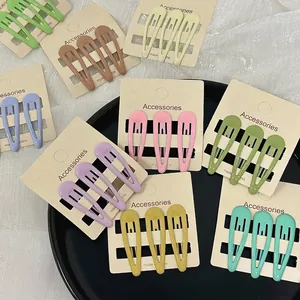 Mignons Mini Barrettes à Clip Couleurs Bonbon pour Femmes Filles Macaron Métal BB Clips Ensemble Doux Laqué Brillant Accessoires pour Cheveux