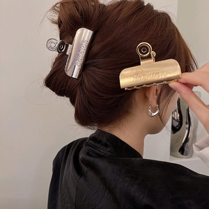 Mollette per capelli minimaliste in metallo oro e argento con incisione di moda per donne