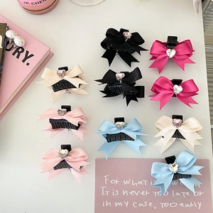 Pince à Cheveux Nœud en Satin Doux Avec Strass en Cœur Mini Pince à Cheveux Style Princesse Accessoires Cheveux Femme
