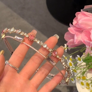 French Vintage Rhinestone Artificial Crystal Headband For Women Elegant Geometric Hair Hoop For Birthday Party Wedding Jewelry